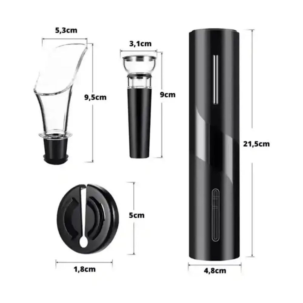 Kit Completo Abridor de Vinho Elétrico Automático Saca Rolhas com Acessórios