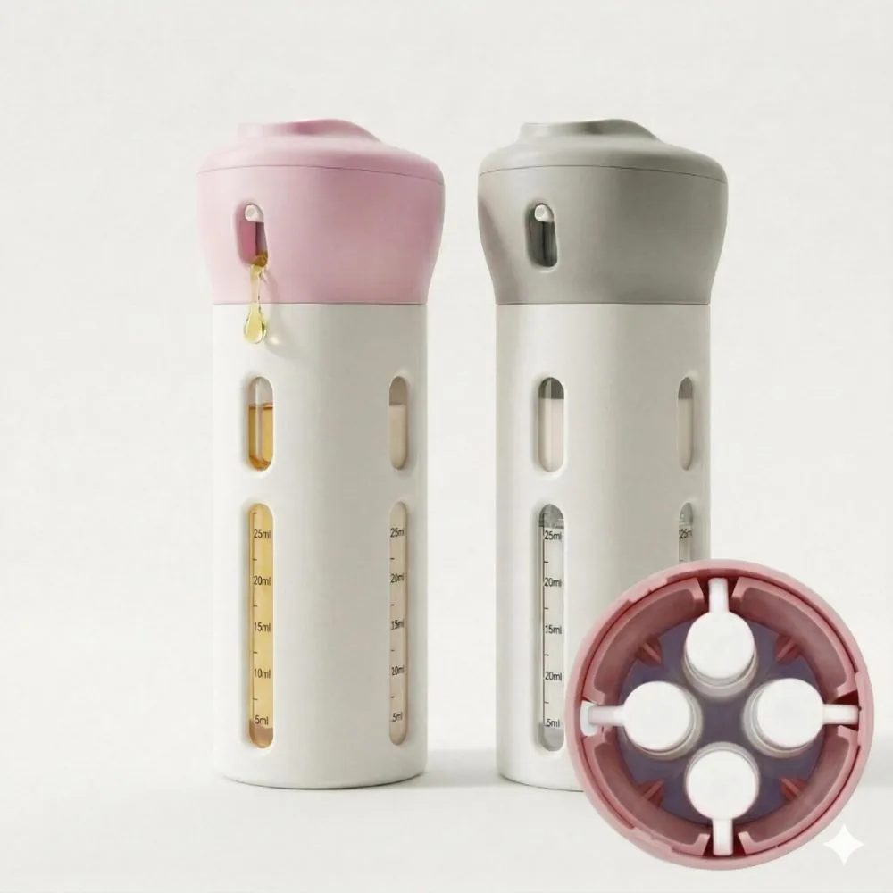Kit para Viagem Dispenser 4 em 1 para Shampoo Sabonete e Cremes
