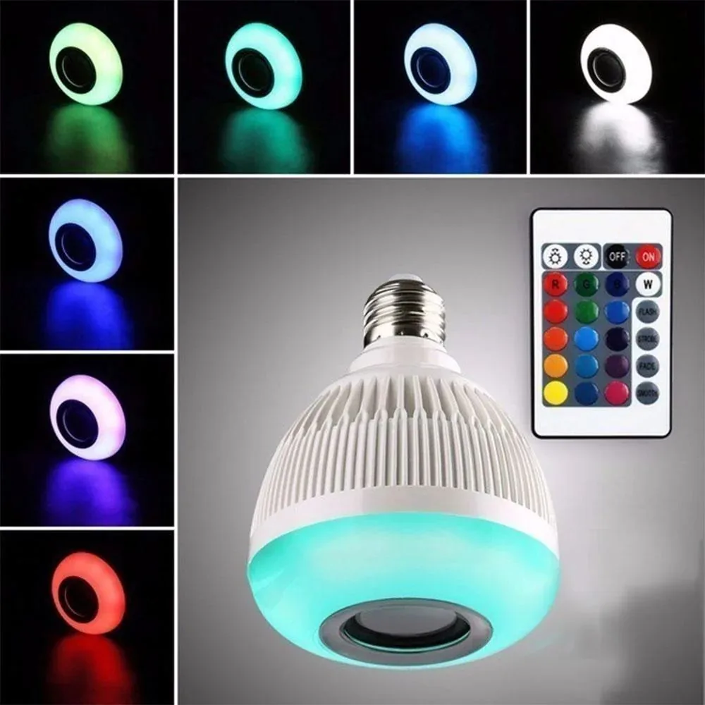 Lâmpada Bluetooth de Led Caixa de Som Luz Led Rgb com Controle 12w E27