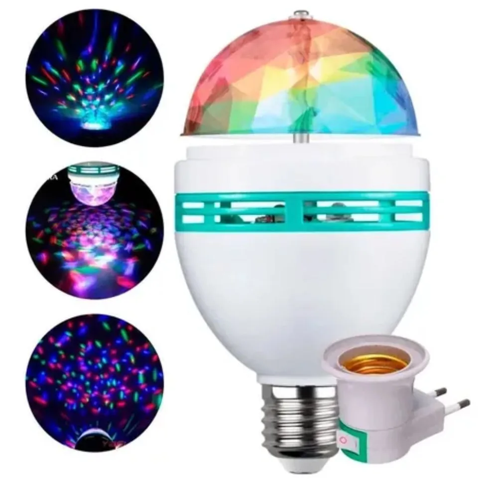 Lâmpada Led Giratória Rgb Colorida Bola Maluca para Festa Ambiente Bivolt