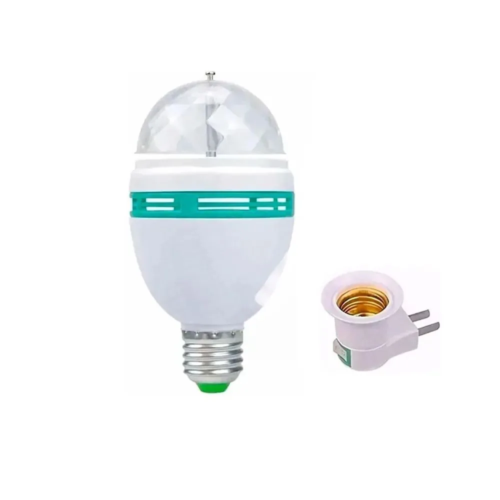 Lâmpada Led Giratória Rgb Colorida Bola Maluca para Festa Ambiente Bivolt