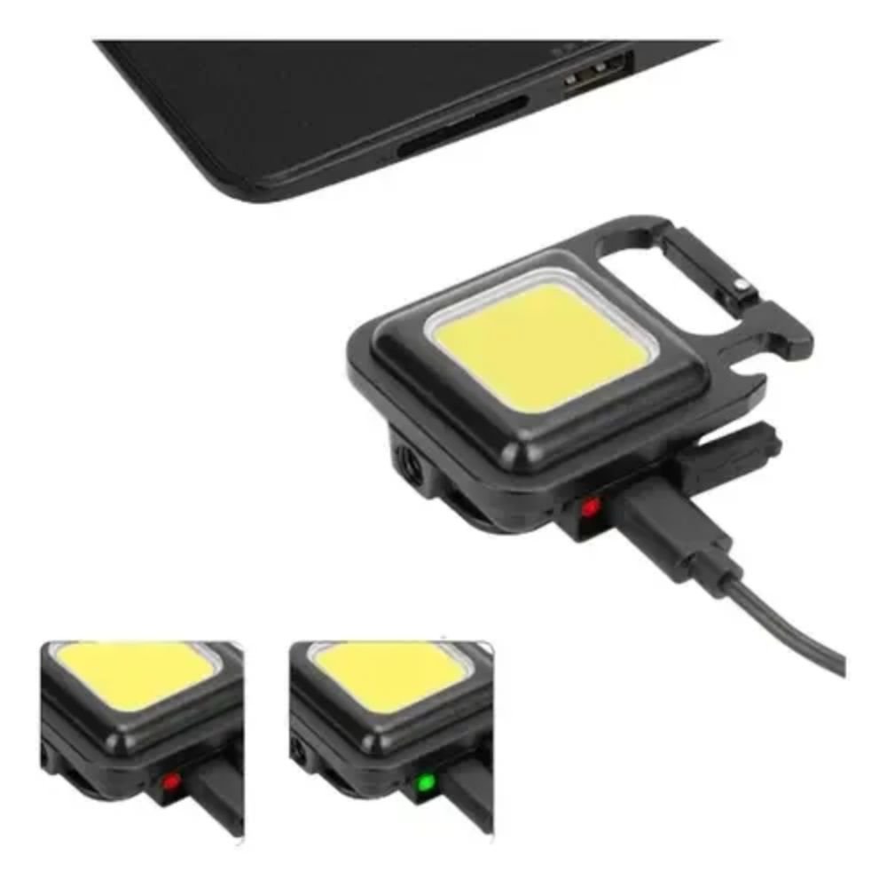 Lanterna Led Multifuncional de Bolso Recarregável Usb com Imã Mosquetão