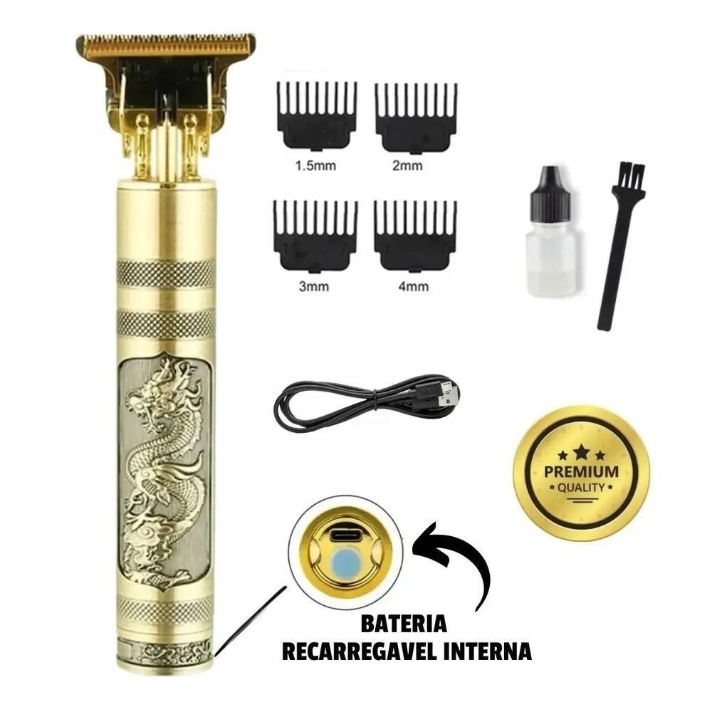 Máquina de Barbear e Cortar Cabelo Profissional sem Fio Recarregável