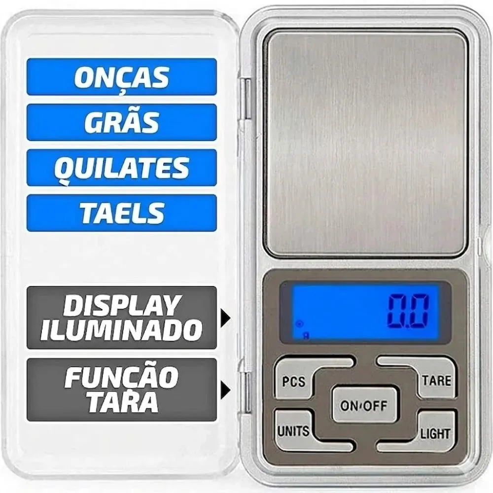 Mini Balança de Bolso Digital de Alta Precisão 0 1g Até 500g