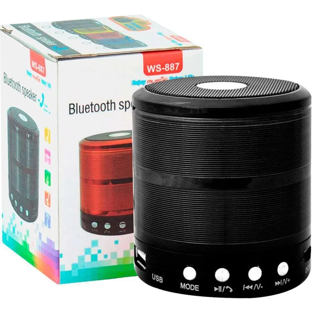 Mini Caixa de Som Speaker Bluetooth Portátil Ws 887 Sortidas