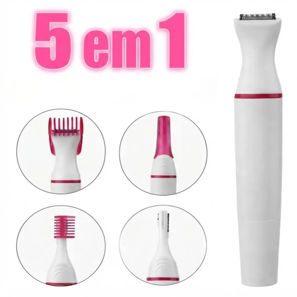 Mini Depilador Elétrico Portátil 5 em 1 Feminino Aparador de Pelos Faciais