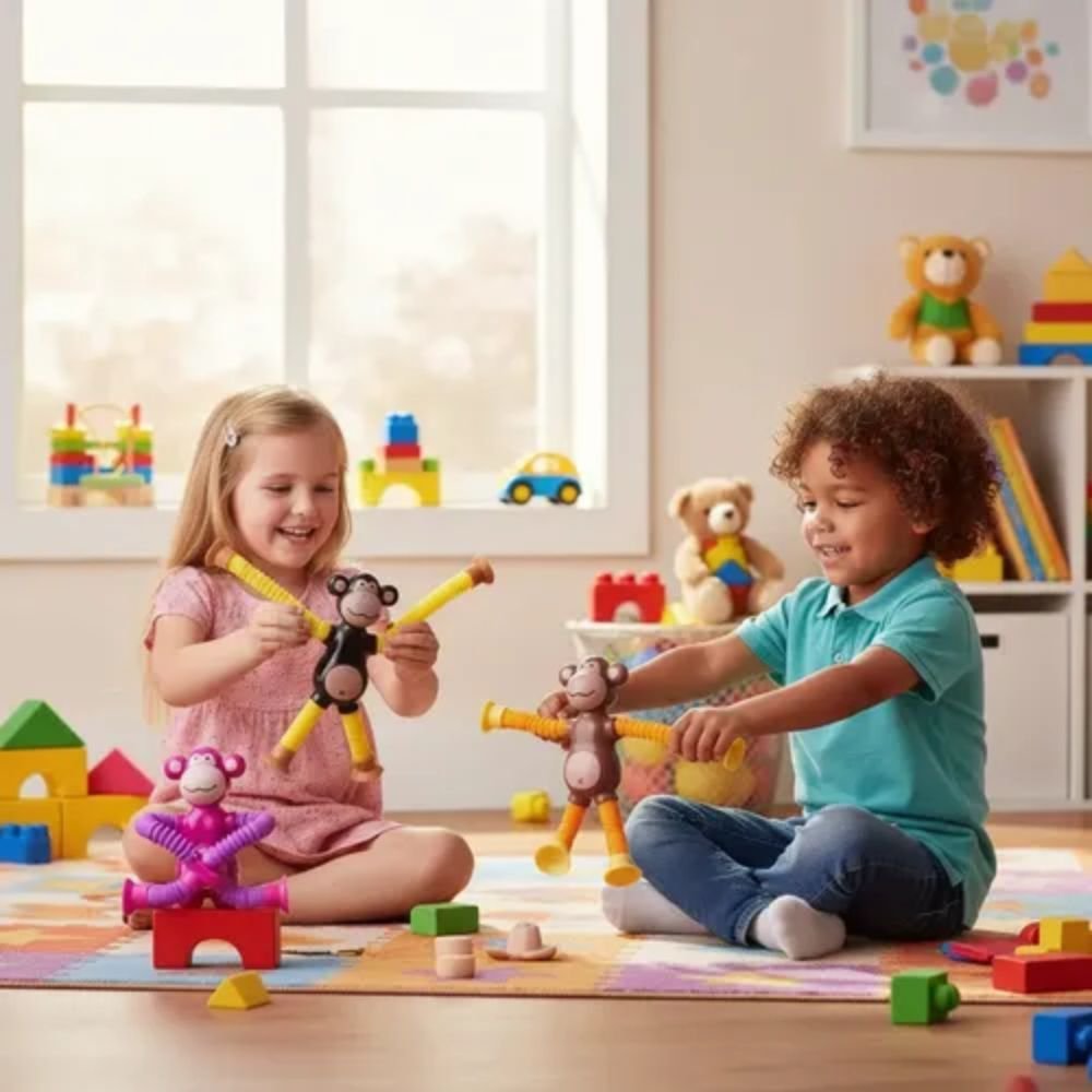 Pop Tube Macaquinho Infantil Flexível Brinquedo Sensorial com Led Antiestresse - Imagem 3