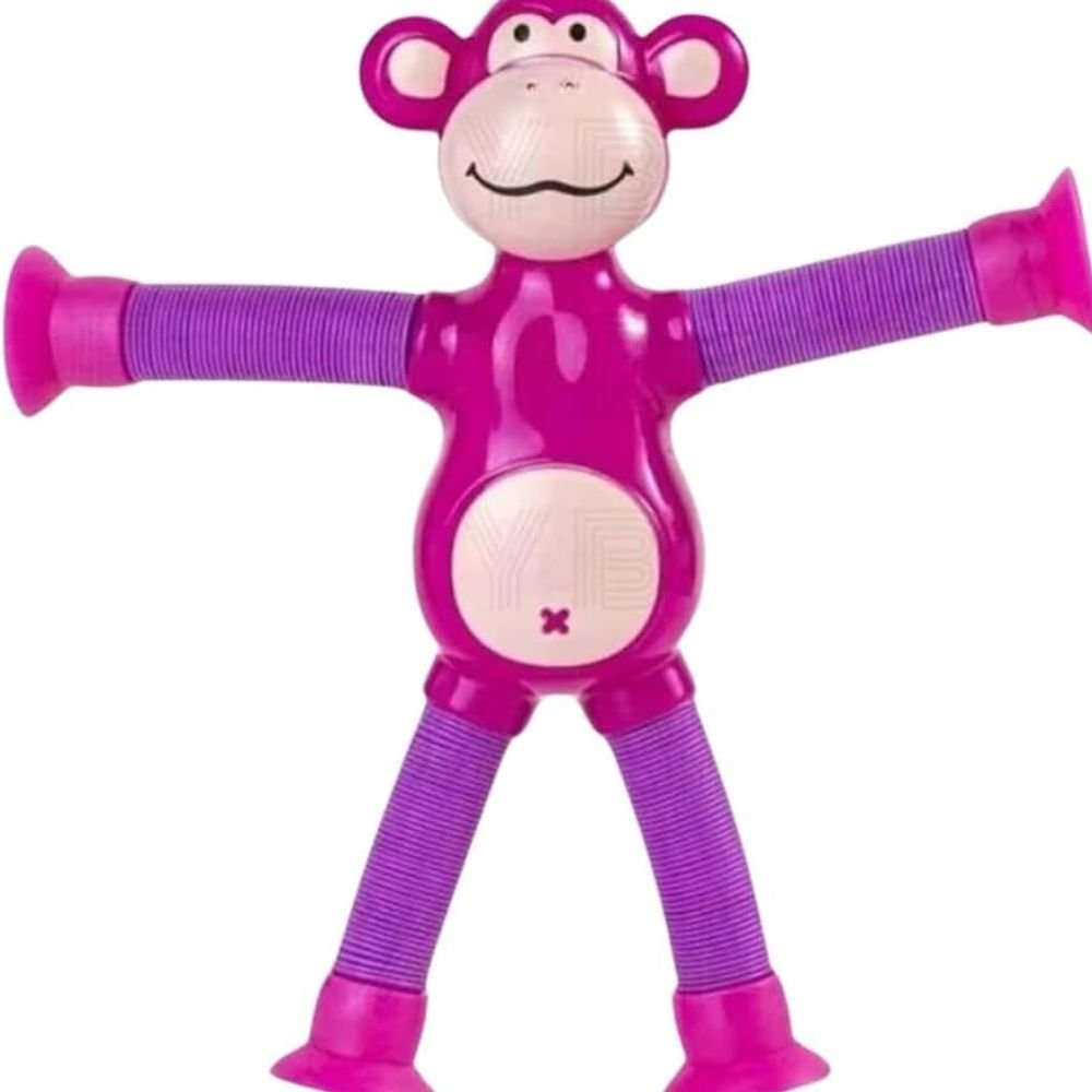 Pop Tube Macaquinho Infantil Flexível Brinquedo Sensorial com Led Antiestresse