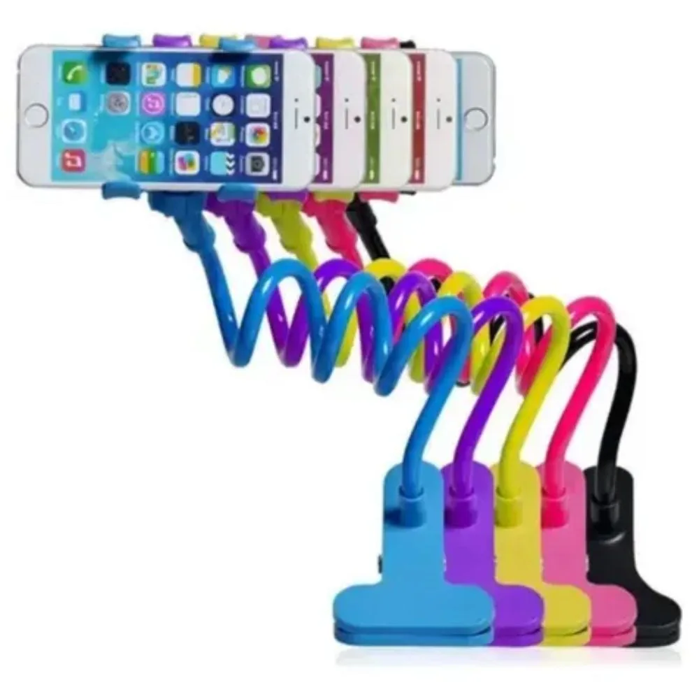Suporte de Celular Flexível e Articulado para Cama e Mesa Grampo Duplo