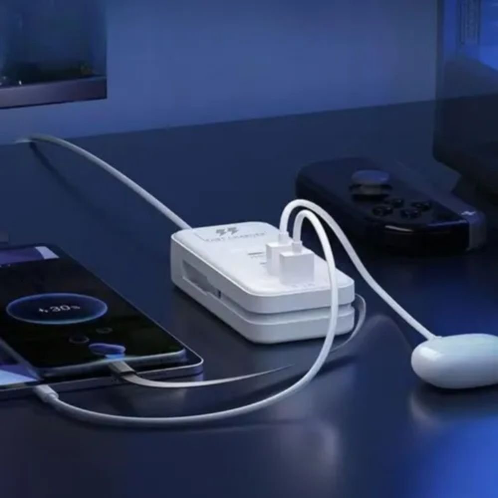 Tomada Carregador Usb 4 Portas 2 Pd 66w Carregamento Rápido Celular Tablet