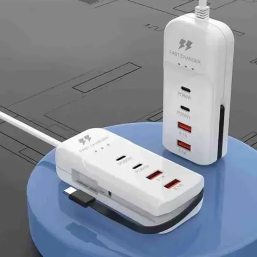 Tomada Carregador Usb 4 Portas 2 Pd 66w Carregamento Rápido Celular Tablet