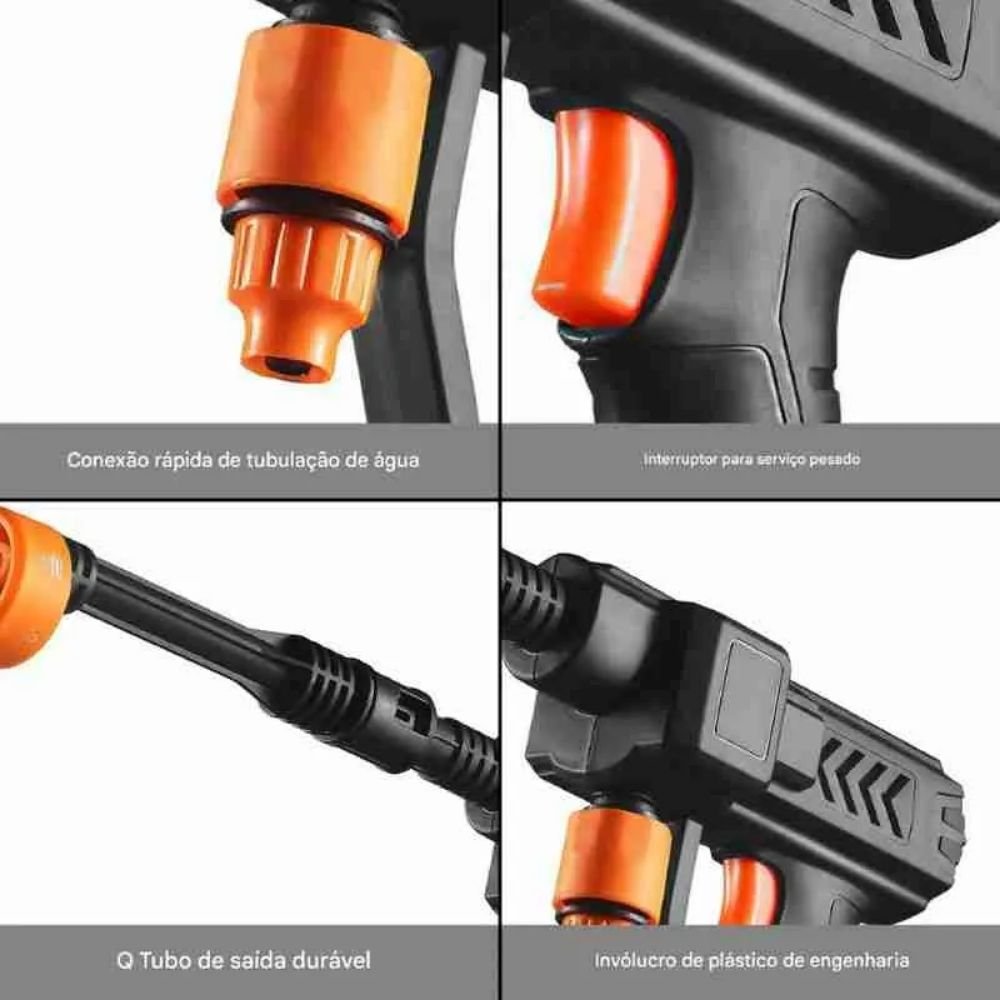 Lavadora de Alta Pressão Portátil Recarregável Sem Fio para Carro Moto Jardim - Imagem 4