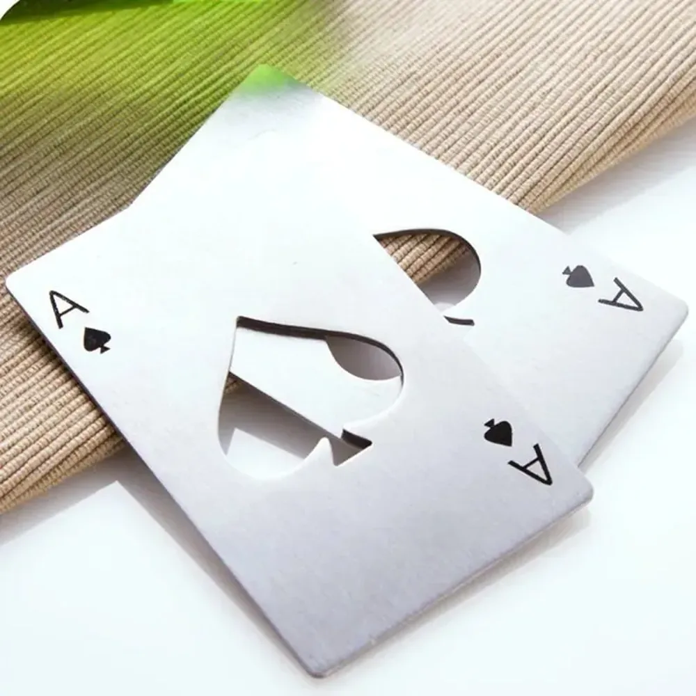 Abridor de Garrafas Carta Baralho Aço Ás de Espada Luxo Inox