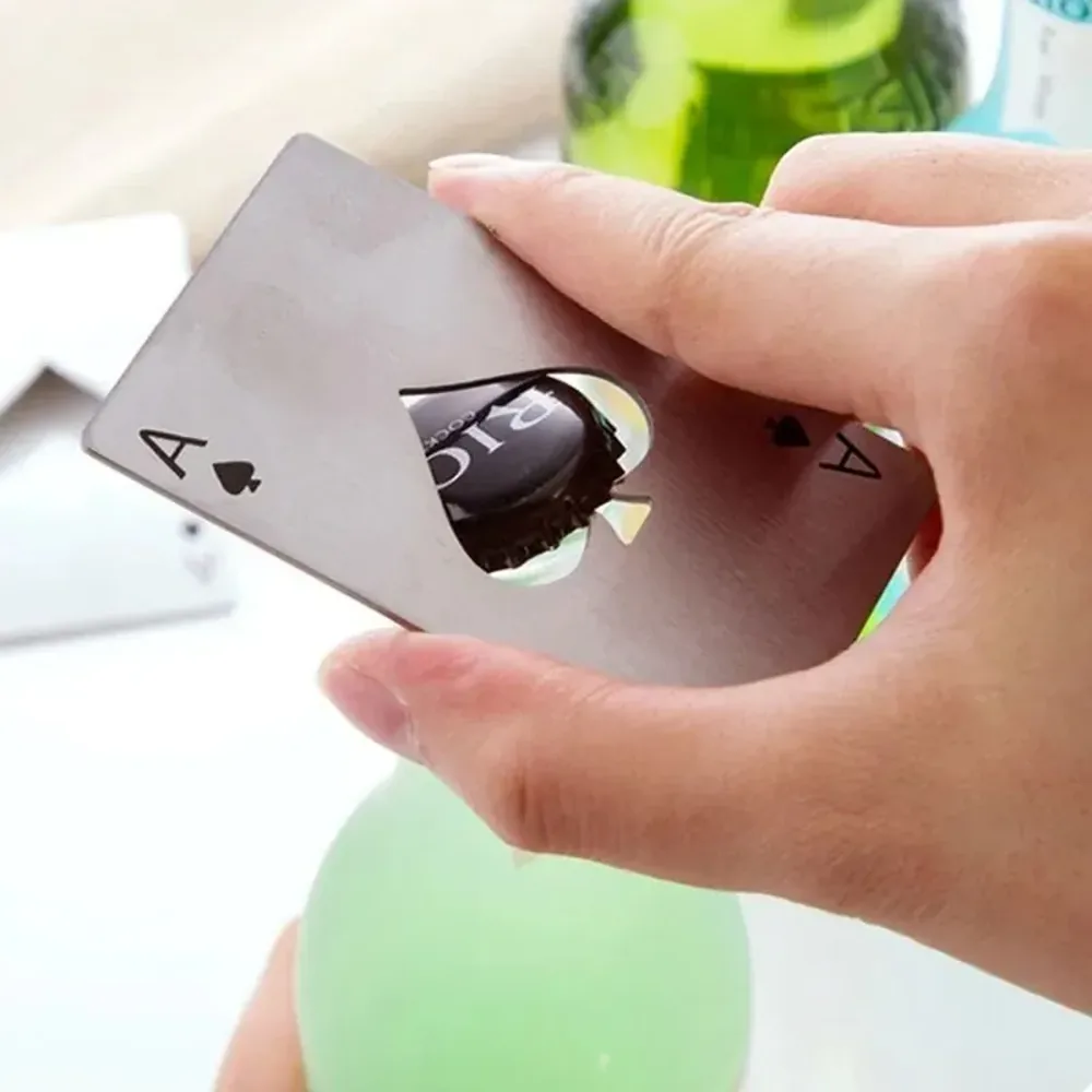 Abridor de Garrafas Carta Baralho Aço Ás de Espada Luxo Inox