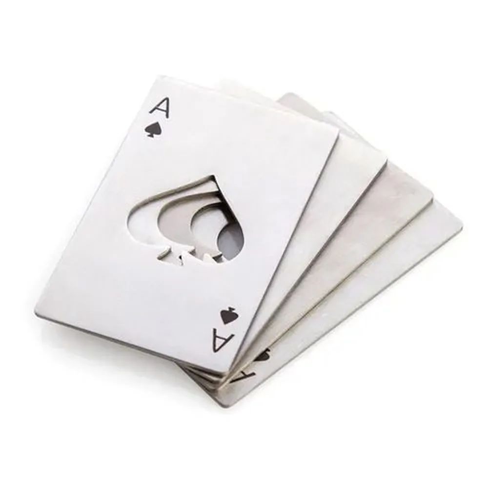 Abridor de Garrafas Carta Baralho Aço Ás de Espada Luxo Inox