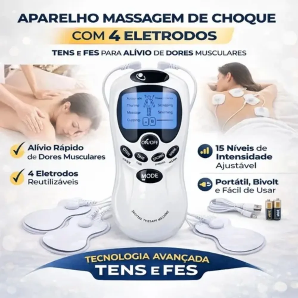 Aparelho de Fisioterapia Profissional Massagem Choque Portátil Alívio Dor