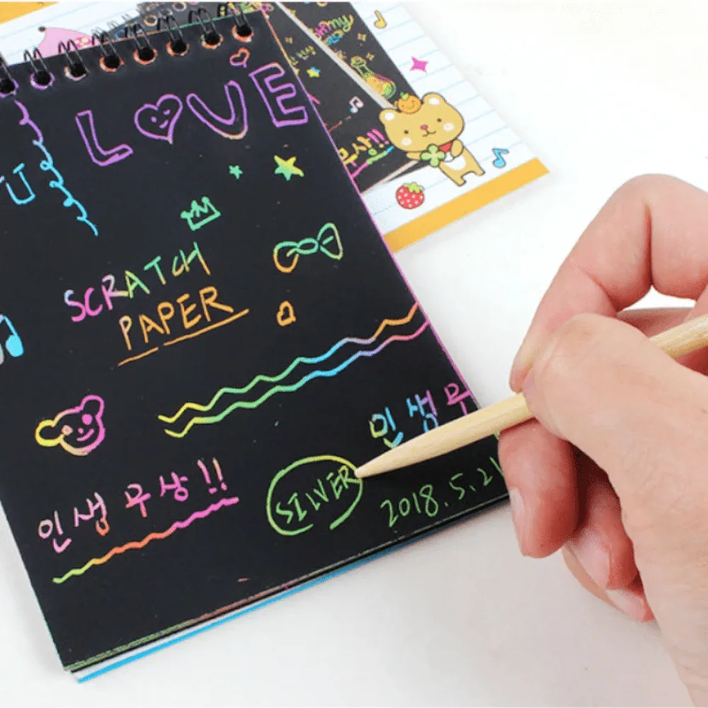 Bloco Caderno de Desenho Sketchbook com Papel Mágico Colorido