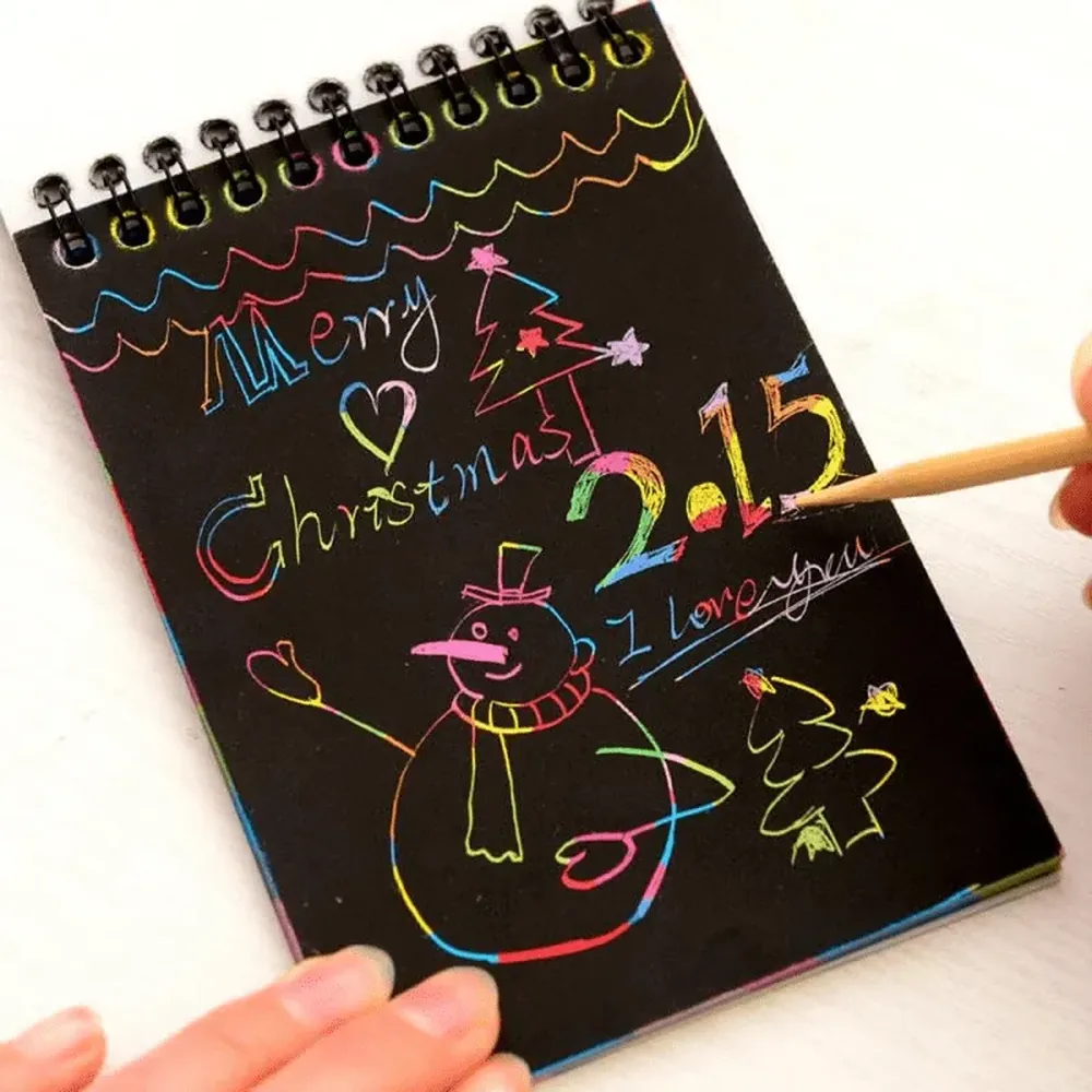 Bloco Caderno de Desenho Sketchbook com Papel Mágico Colorido