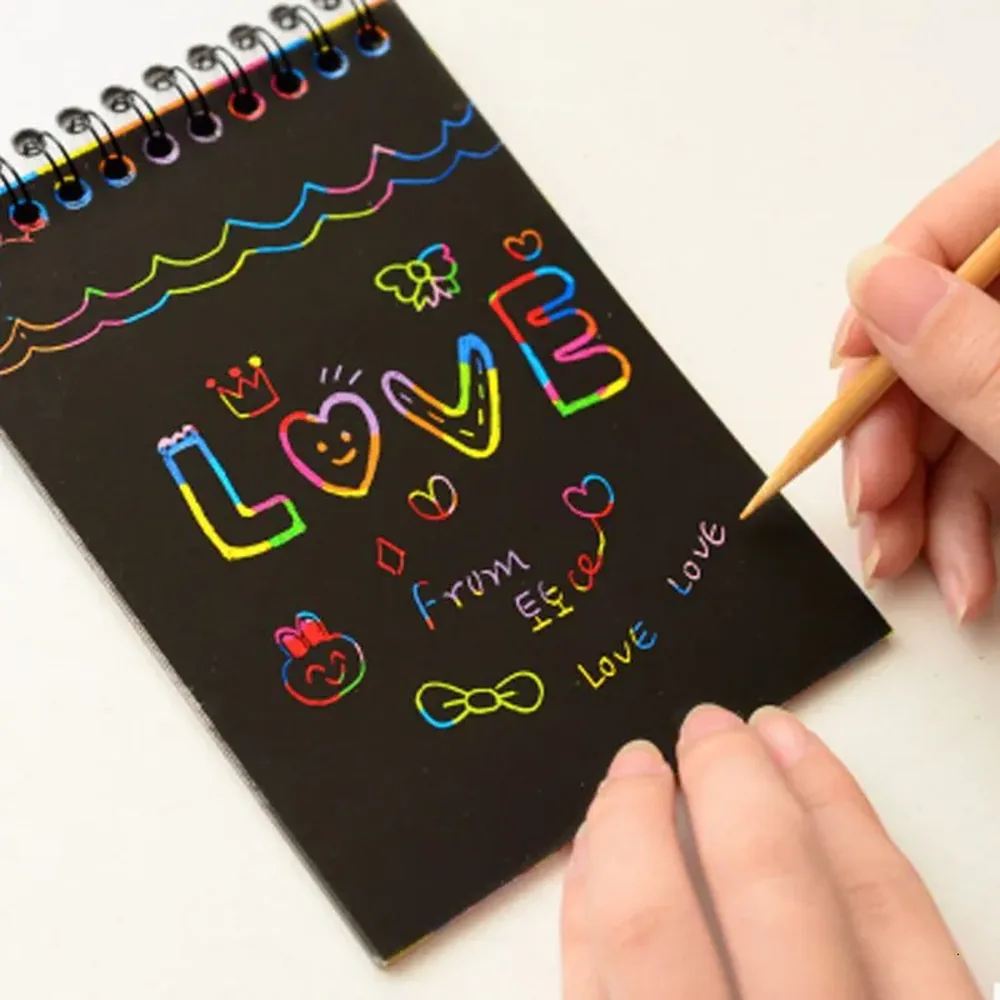 Bloco Caderno de Desenho Sketchbook com Papel Mágico Colorido