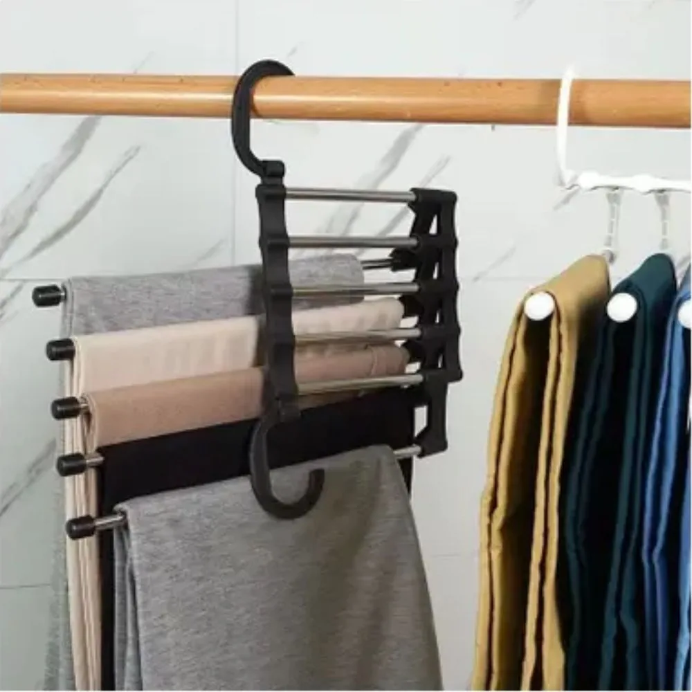Cabide Cromado Capacidade para 5 Peças em Inox para Calças ou Roupas de