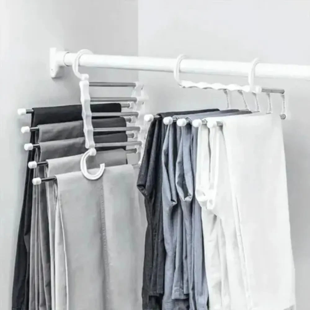 Cabide Cromado Capacidade para 5 Peças em Inox para Calças ou Roupas de