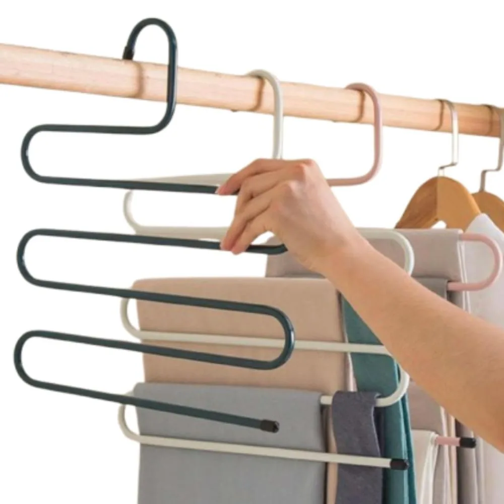 Cabide Organizador para Calças Blusas Aço Inox Antiderrapante com 5