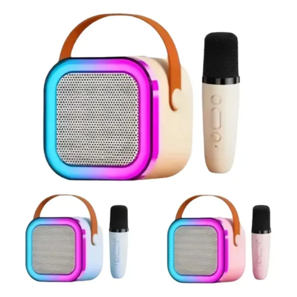Caixa de Som Karaokê Bluetooth com Microfone Sem Fio Led Portátil Infantil