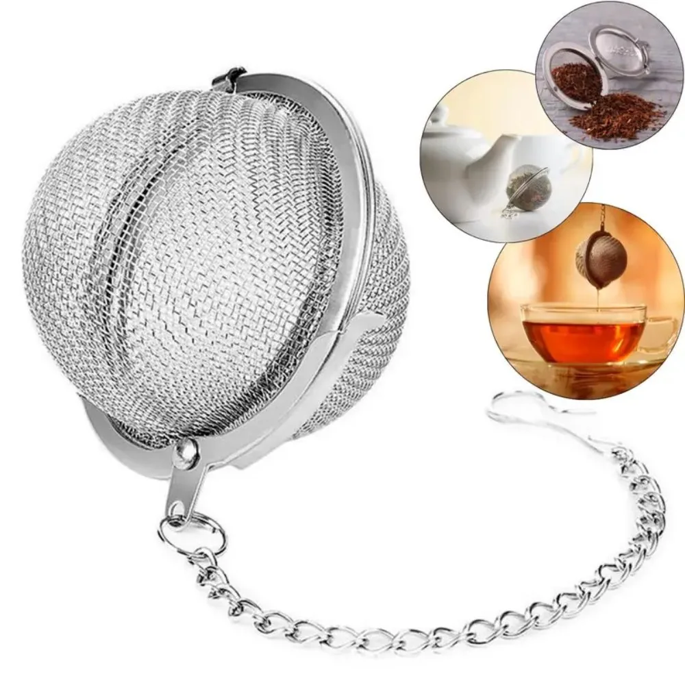 Infusor de Chá Aço Inox com Corrente Trava Coador Mini Filtro Reutilizável