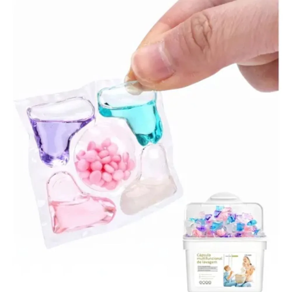 Kit 10 Cápsulas de Lavagem Roupas 5 em 1 Antibacteriana Perfume Duradouro