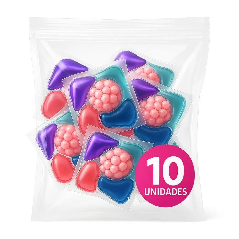 Kit 10 Cápsulas de Lavagem Roupas 5 em 1 Antibacteriana Perfume Duradouro