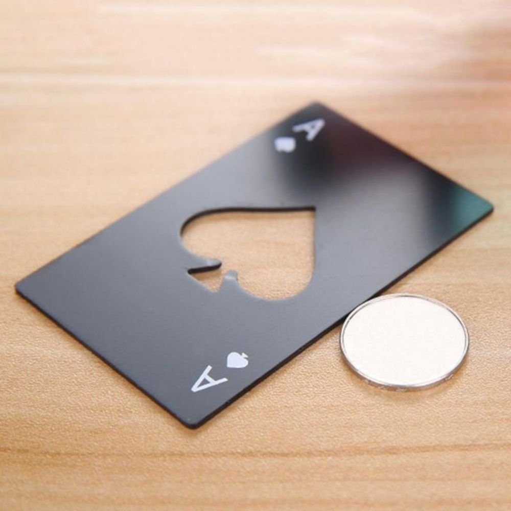 Kit 100 Abridores de Garrafas Aço Inox Carta de Baralho Ás de Espada