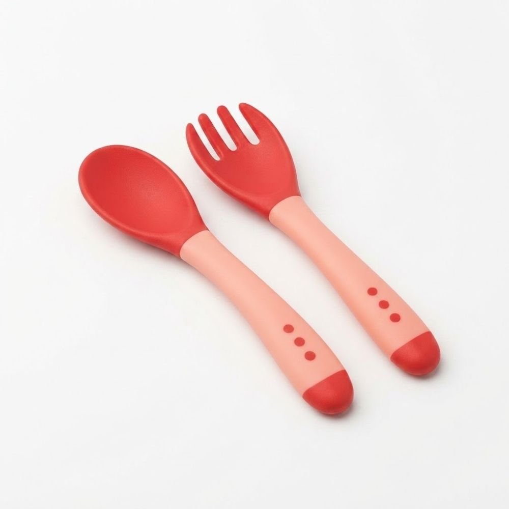 Kit Colher e Garfo Bebê Silicone Termossensível 40 C Introdução Alimentar