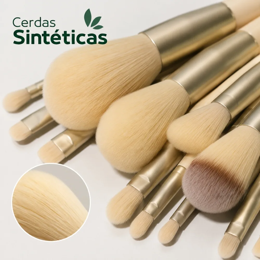 Kit Pincel de Maquiagem 13 Peças Cerdas Sintéticas