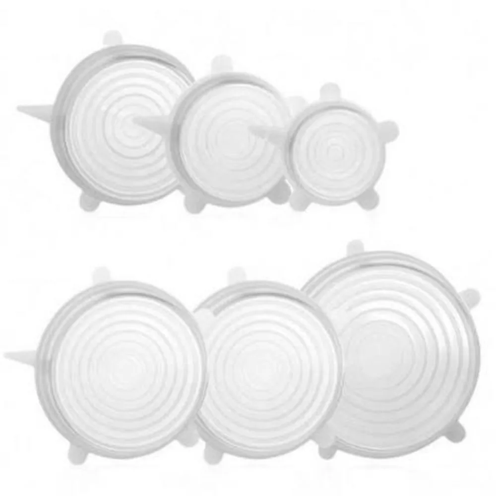 Kit Tampas de Silicone Universal 6 Peças Herméticas para Potes e Panelas