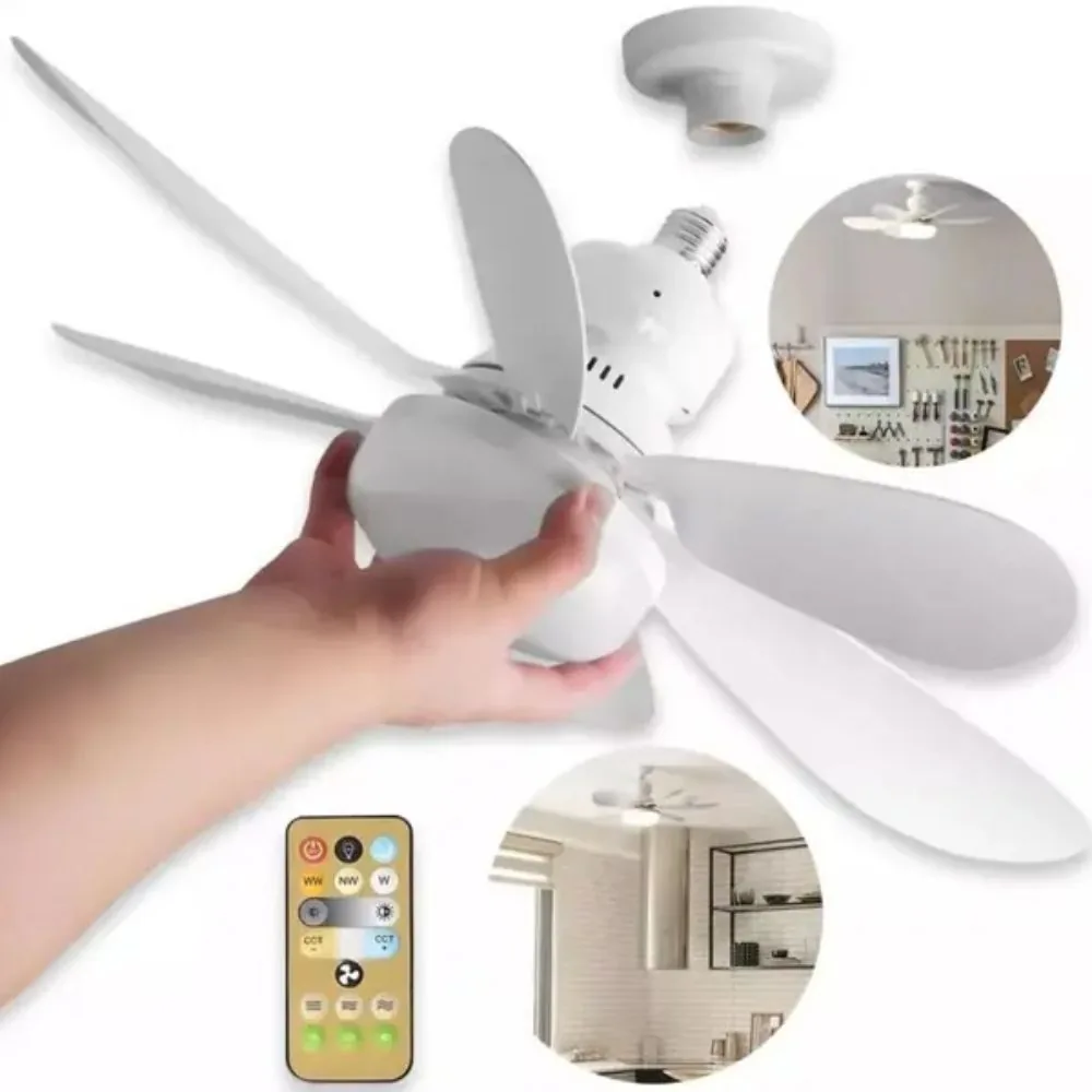 Lâmpada Ventilador de Teto Led 60w com Controle Remoto Pás Retráteis Bivolt