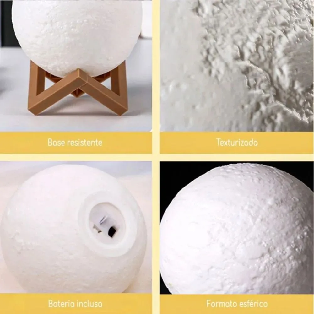 Luminária Lua Cheia 3d Realista 8cm Abajur Decorativo para Quarto e