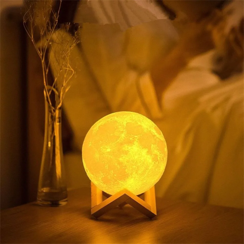 Luminária Lua Cheia 3d Realista 8cm Abajur Decorativo para Quarto e