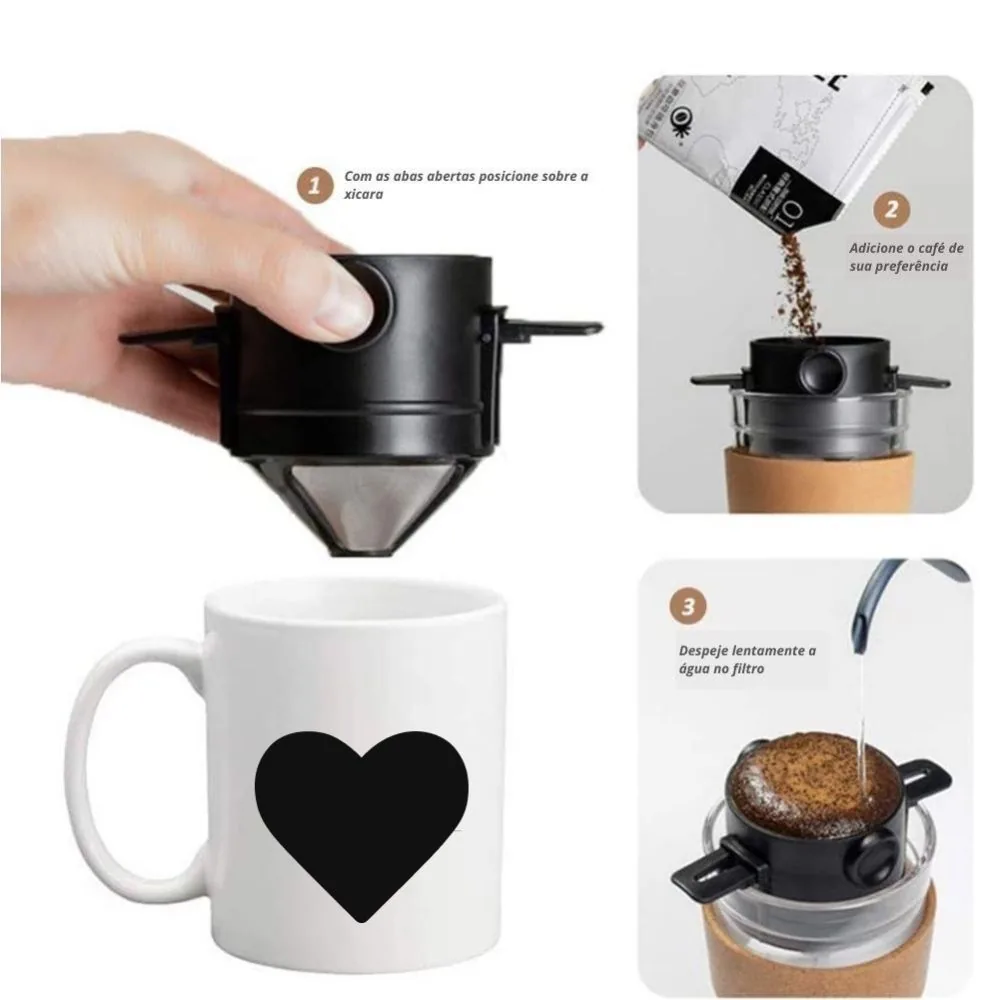 Mini Coador de Café Reutilizável Aço Inox Filtro Permanente para Café Chá