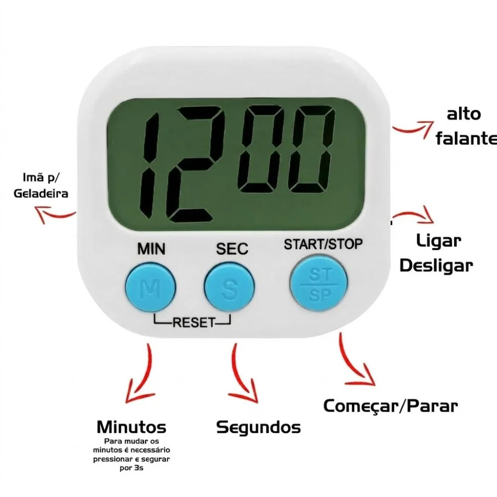 Mini Cronometro Timer Temporizador Digital Relógio Lcd para Mesa