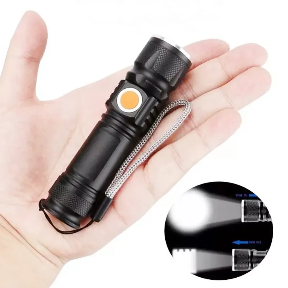 Mini Lanterna Led Tática Potente Recarregável Usb com Zoom