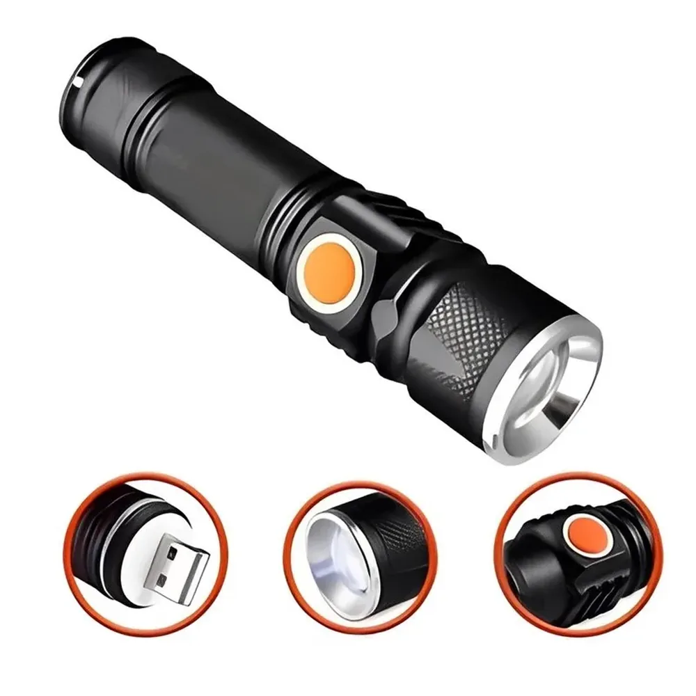 Mini Lanterna Led Tática Potente Recarregável Usb com Zoom
