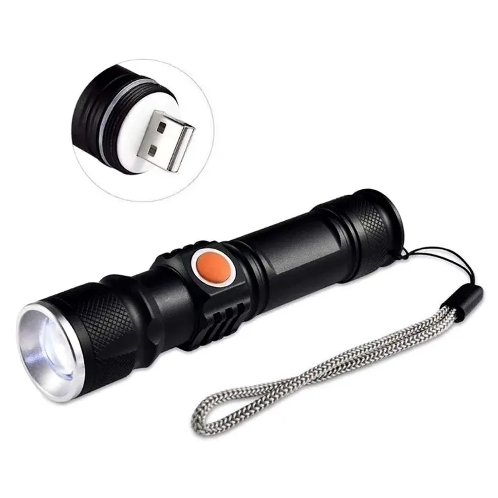 Mini Lanterna Led Tática Potente Recarregável Usb com Zoom