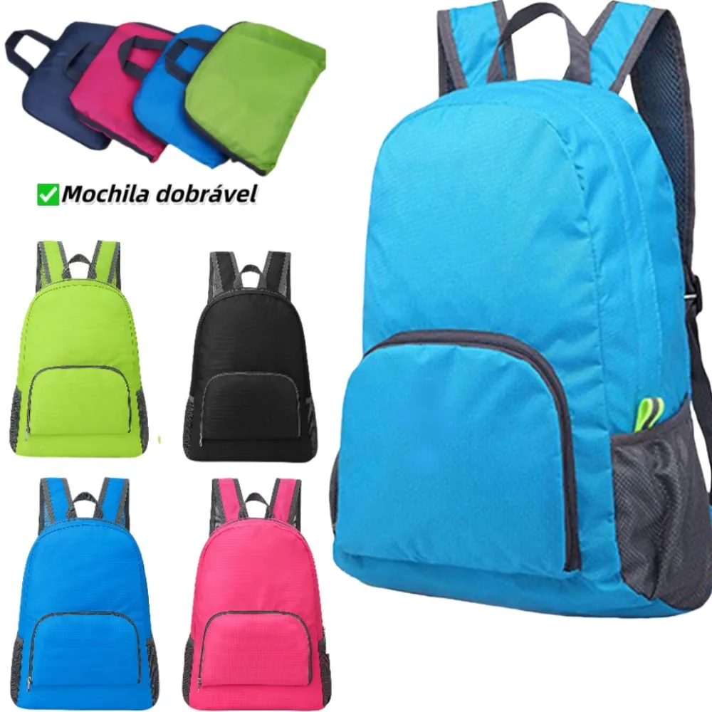 Mochila Dobrável de Nylon Compacta Impermeável 25l Unissex