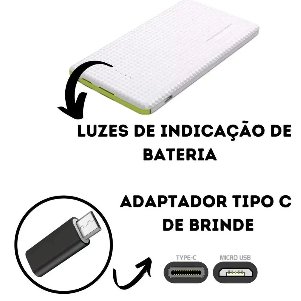 Power Bank Carregador Portátil Universal Compatível com Android e Iphone