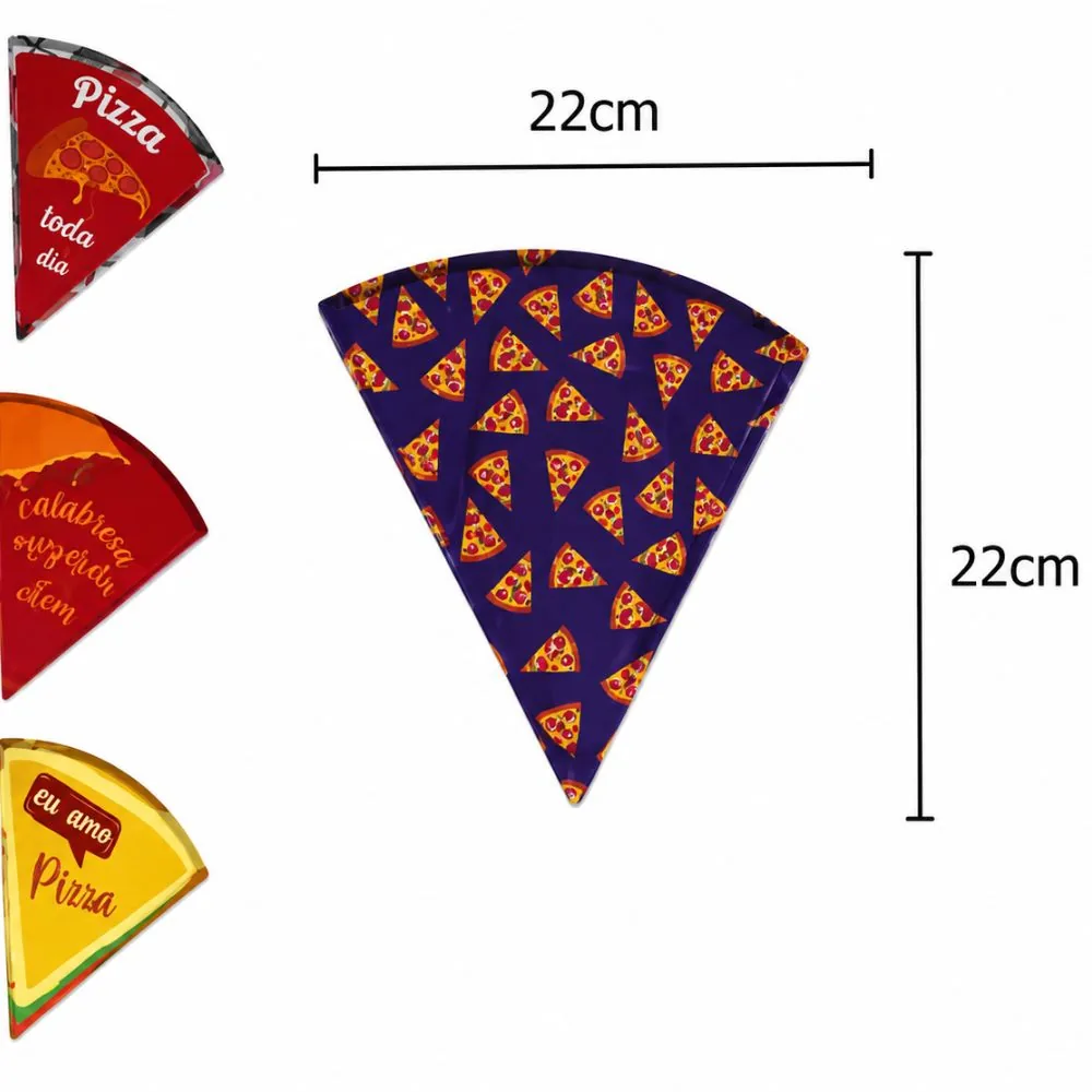 Pratos Pizza Melamina Triangular Estampas Sortidas