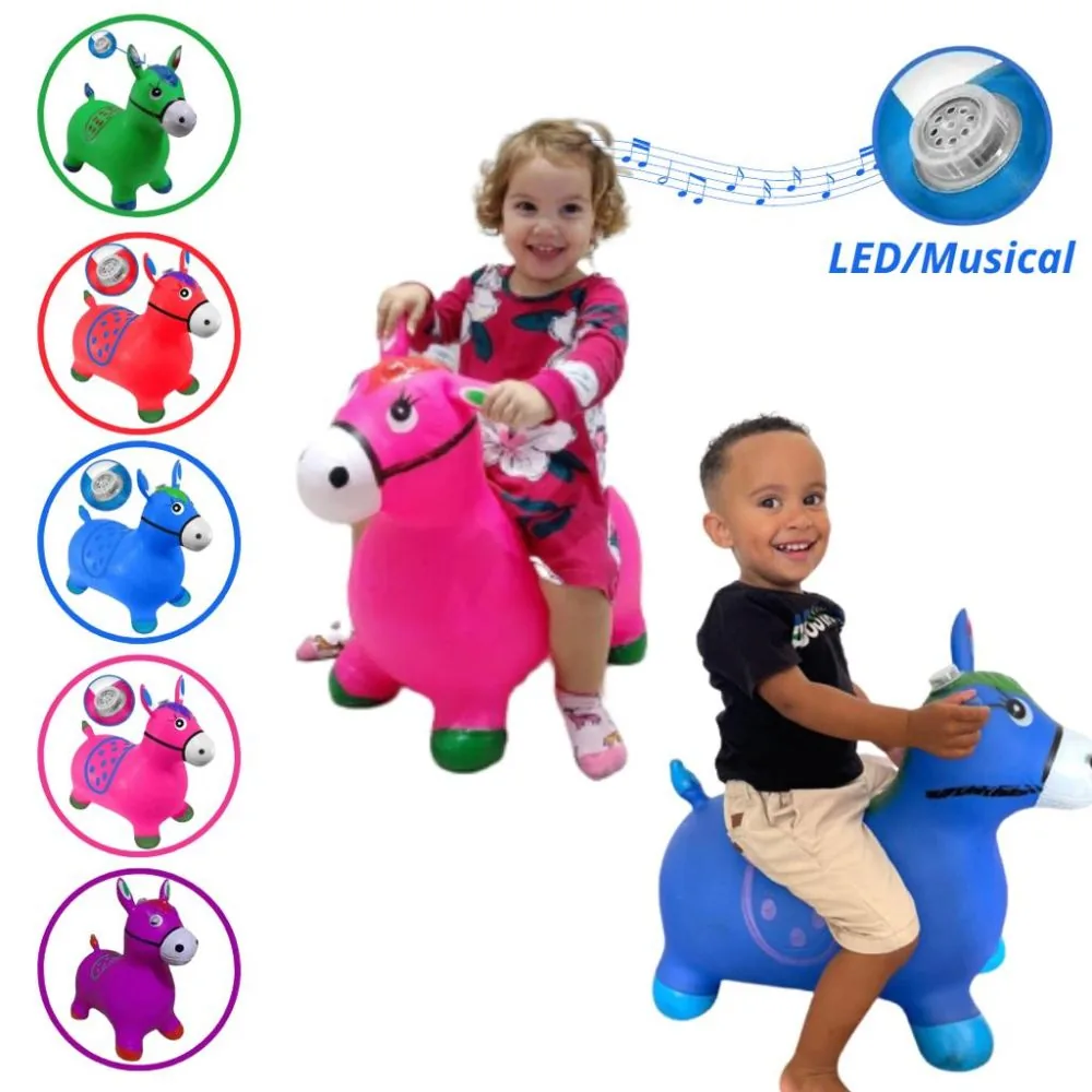 Pula Pula Inflável Infantil Cavalinho Upa Upa com Luz e Som para Crianças