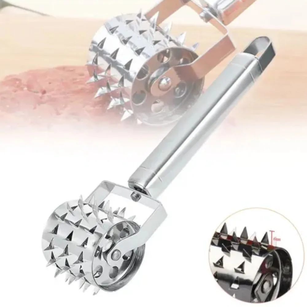 Rolo Amaciador e Triturador de Carne Manual Aço Inox Utensílio de Cozinha