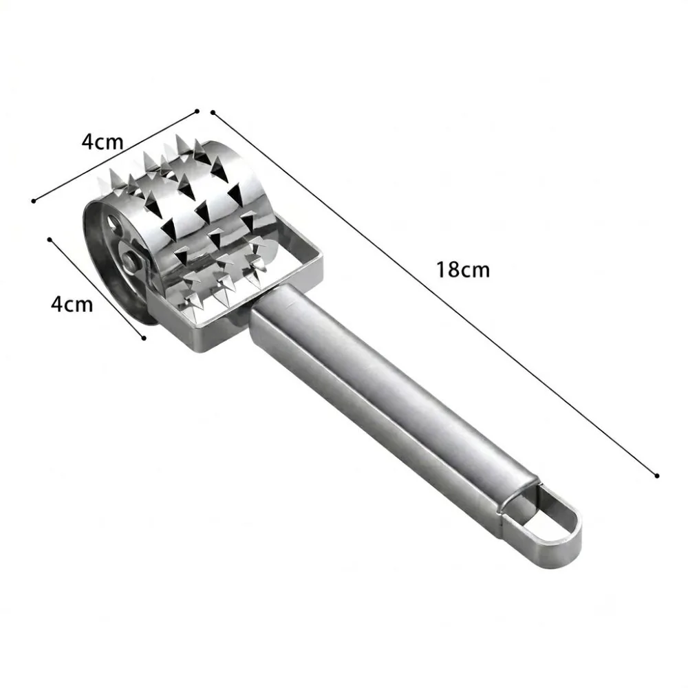 Rolo Amaciador e Triturador de Carne Manual Aço Inox Utensílio de Cozinha