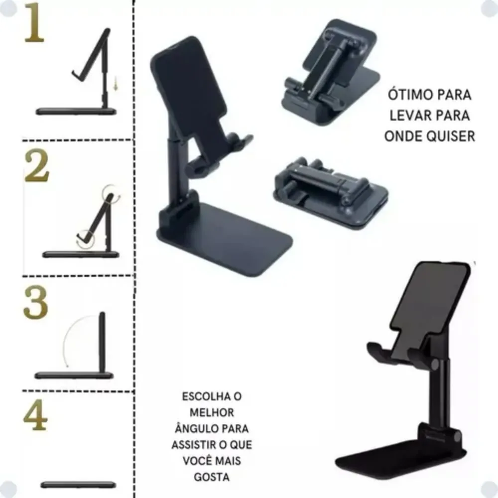 Suporte Celular de Mesa Retrátil Móvel Tablet Ajustável