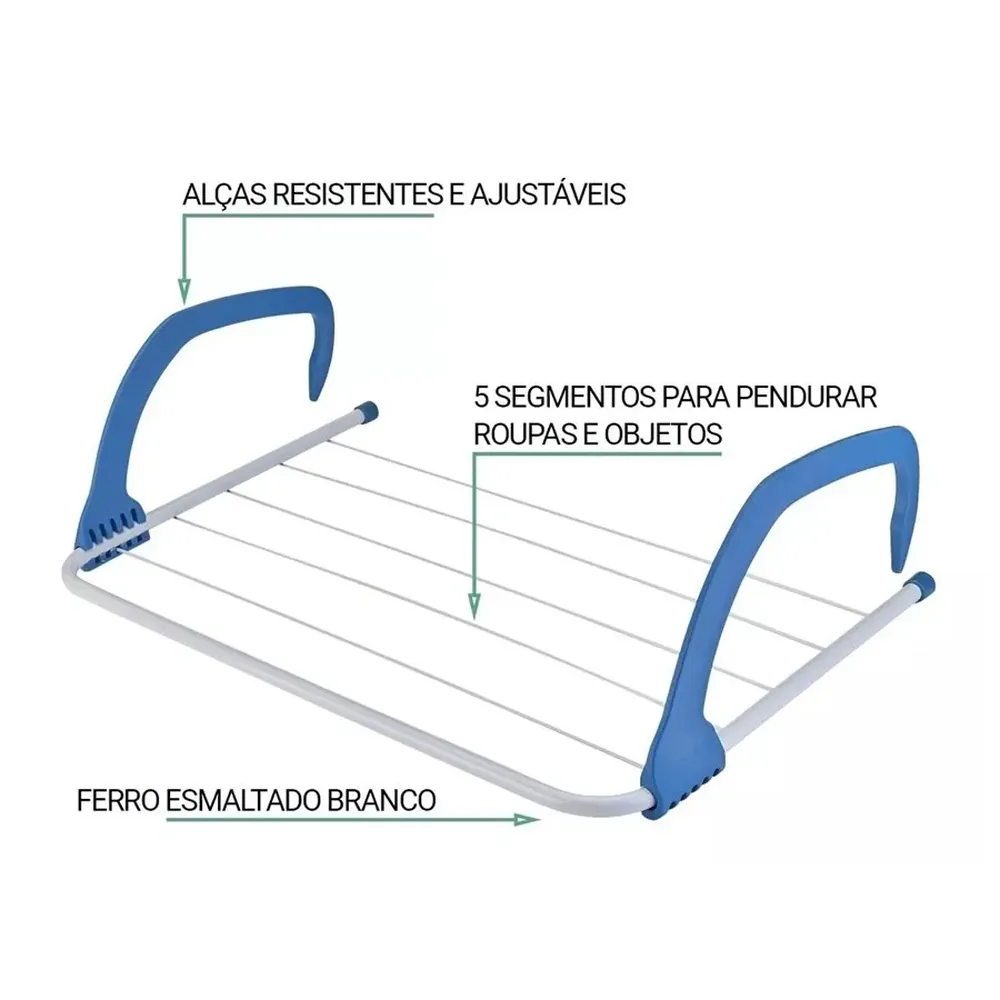 Varal de Parede Portátil e Retrátil Apartamento Sacada Porta